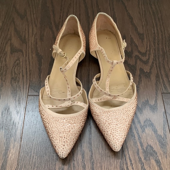 Zara Rhinestone Caged Pointy Toe Flats - Picture 2 of 8